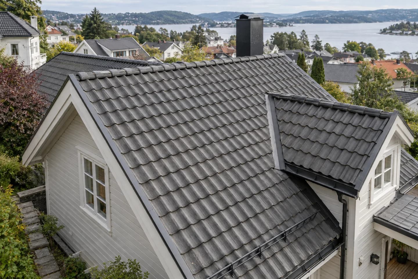 Illustrasjon: Illustrasjon: Boligtak i omgivelser inspirert av Sandvika